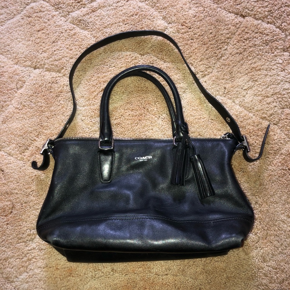 Authentic black leather Coach purse!